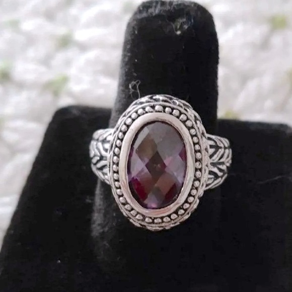 Vintage ornate amethyst purple faceted stone Ring size 8 - Picture 4 of 4